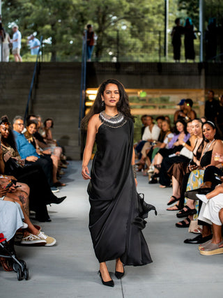 Black Sash Sari Gown