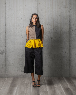 Color Block Peplum Culottes Set