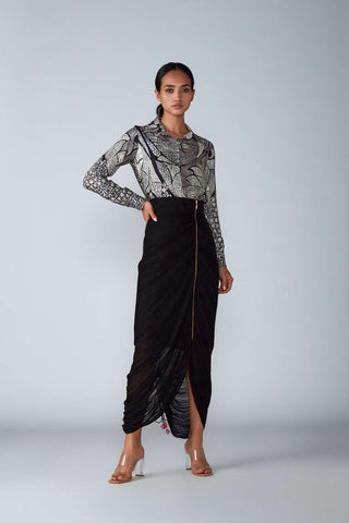 Black Micropleated Skirt