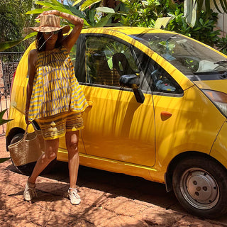 Mustard Bagru Print Halter Top