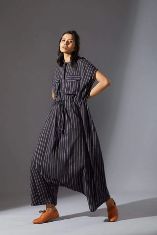 Wide Stripe Drawstring Jumpsuit