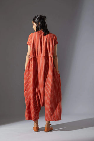 Wide Stripe Drawstring Jumpsuit