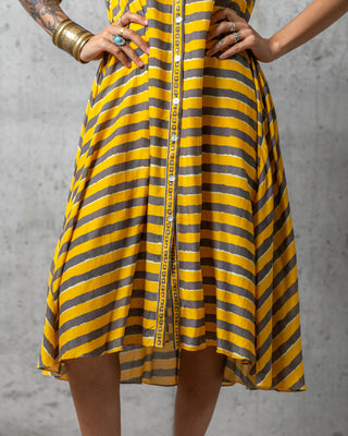 Zen Stripes Bagru Print Sleeved Dress