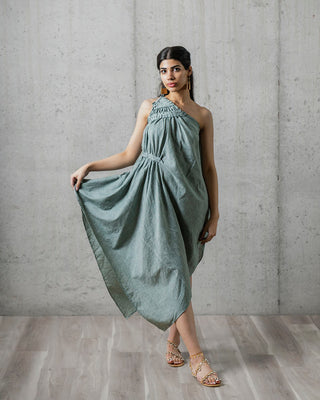 Button Masala One-Shoulder Dress