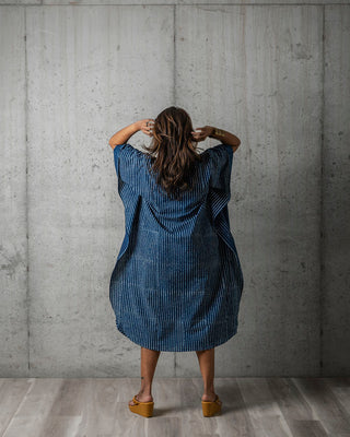 Indigo Stripes Oversized Shirt Dress