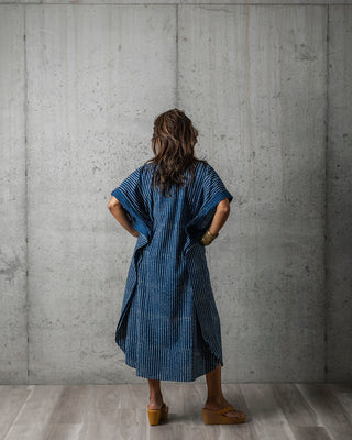 Indigo Stripes Oversized Shirt Dress