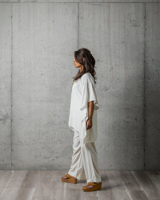 White Slub Trousers