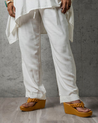 White Slub Trousers